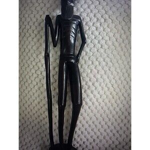 VINTAGE AFRICAN HAND CARVED IRONWOOD TRIBAL Man Statue 15"x 3"